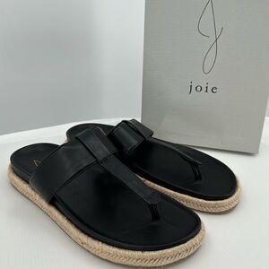 Joie Nacho  Sandal Women's Size 9 Thong Slide Espadrille Tan Black Vegan Casual‎